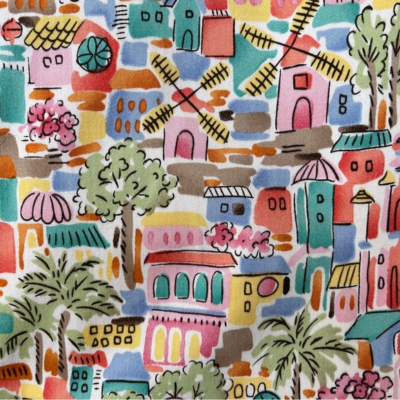 •Talbots• Vintage Colorful Village Scene Cropped Pants - Size 8P - Picture 5 of 9